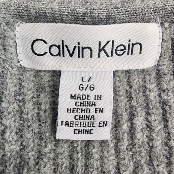 Calvin Klein Women's Sequin Sweater Pullover Gray Ribbed Knit Size Large Holiday - Picture 9 of 11